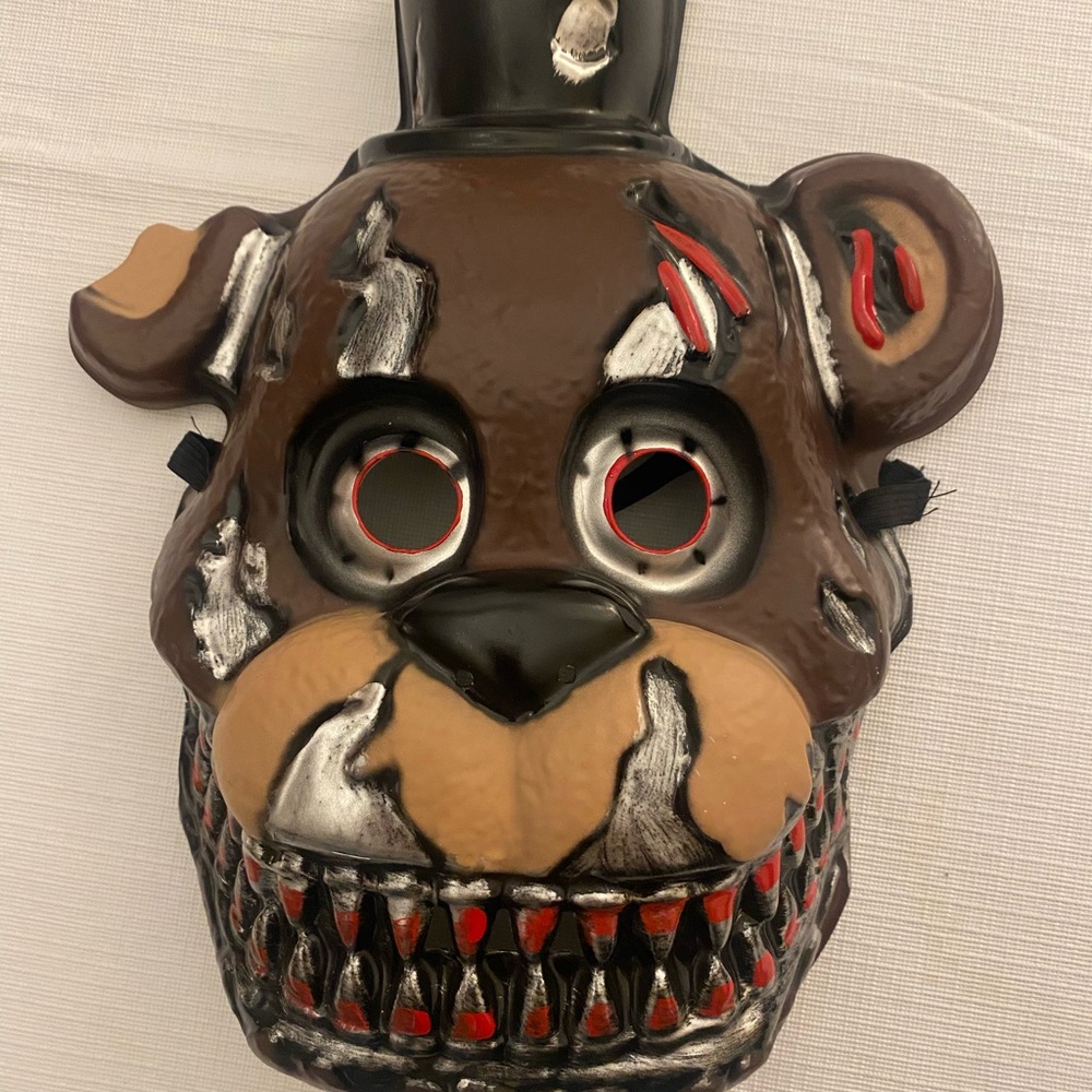 Five Nights at Freddy’s Mask Brown Bear Mask with Red and Silver Accents